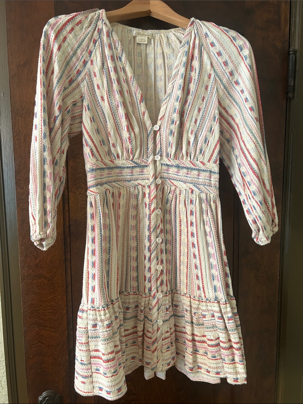 Shoshanna Stripe Button-Front Women’s Dress in Ivory with Multi-Color Accents